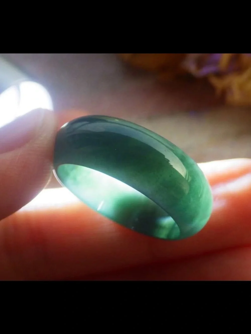 Certificate Jadeite Jewelry Jade luck dark Green Ring Size9